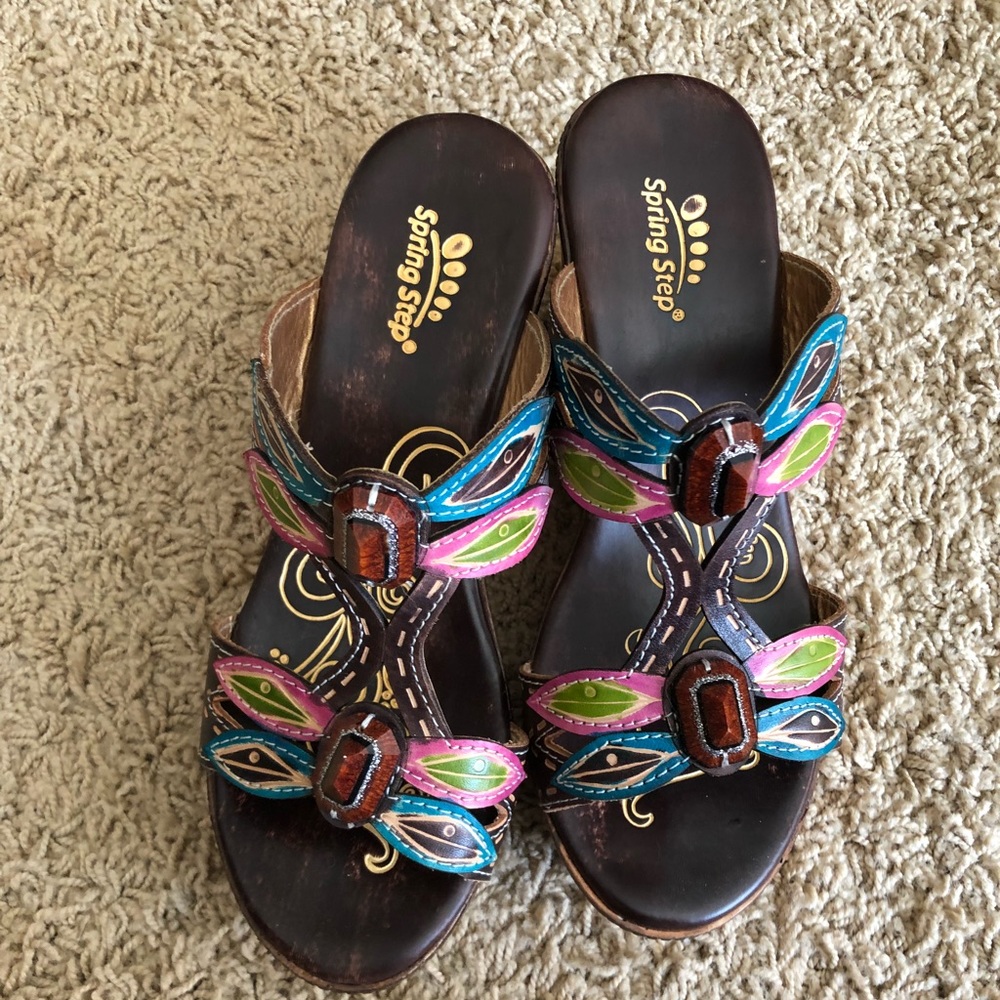 Spring Step Beautiful turquoise pink Sandals